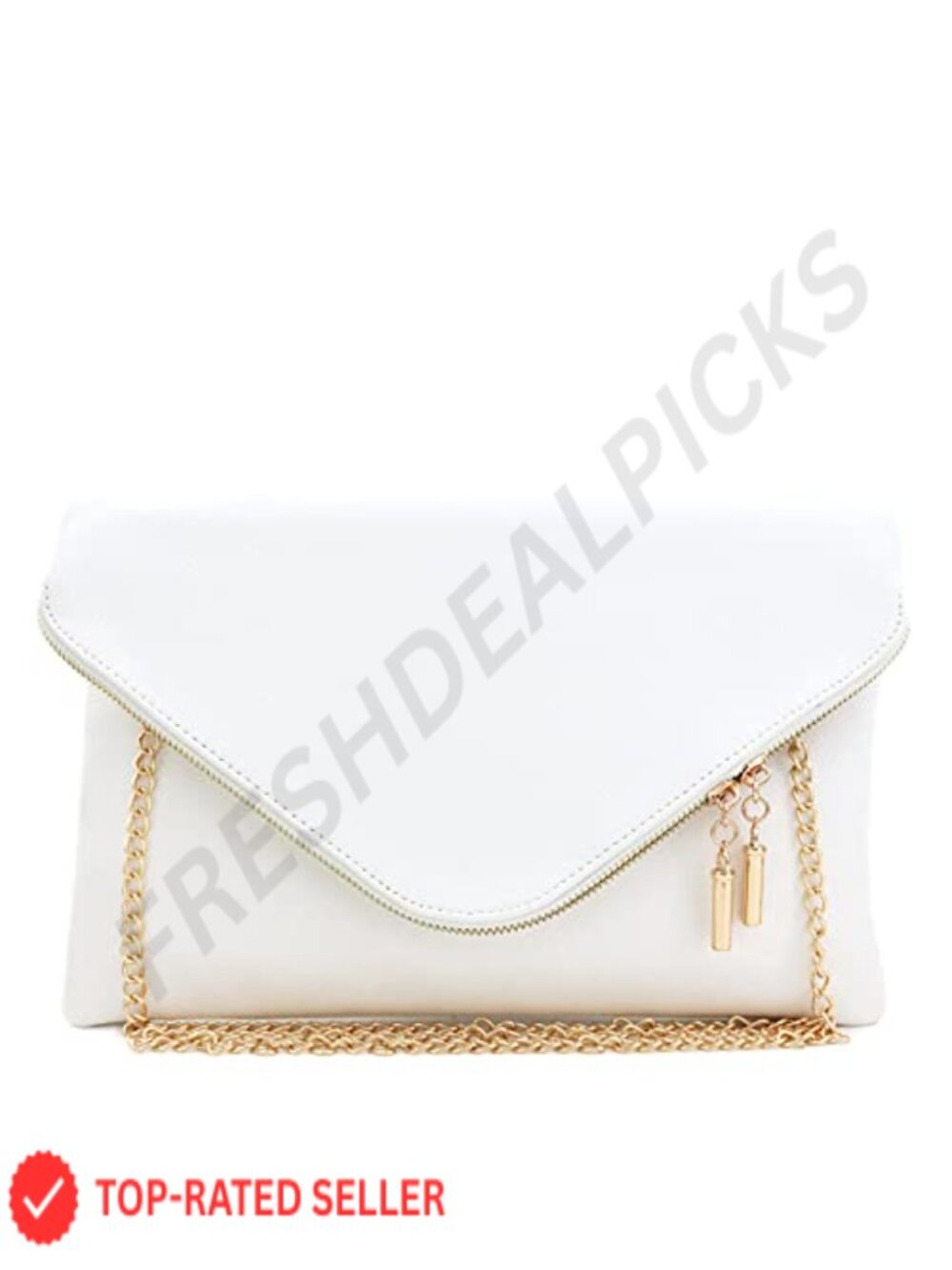 Oversized Envelope Clutch Evening Bag with Chain Strap Faux Leather